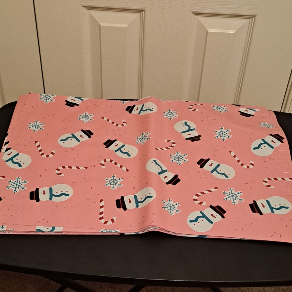 15 ct 14.5×19 Pink Snowman and Candy Cane Polymailers
